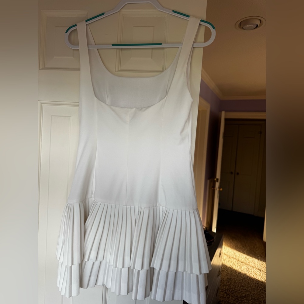 Zara White Pleated Hem Tank Top